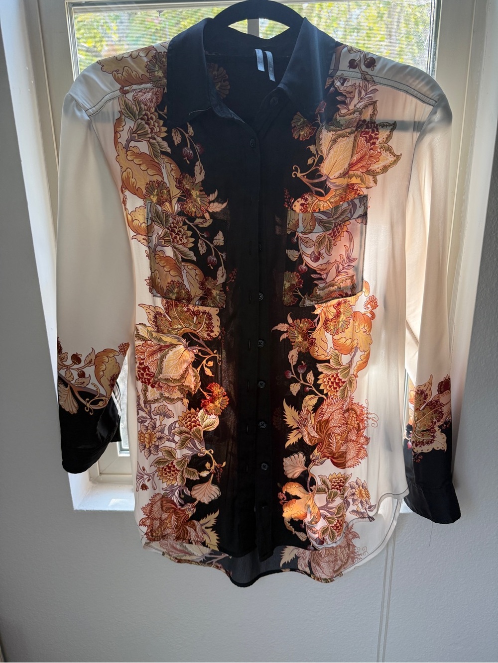 Anthropologie Brielle Floral Relaxed Button Down Blouse